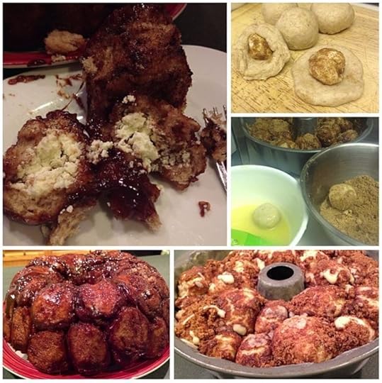 Sourdough Monkey Bread stuffed w cream cheese spiked with bourbon