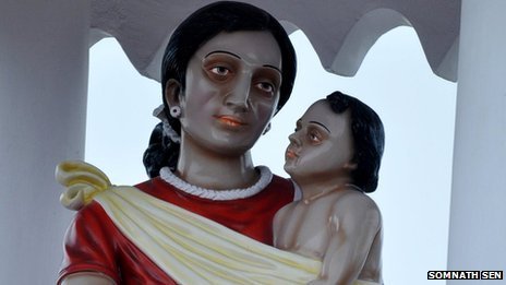 The controversial statue of Virgin Mary and baby Jesus