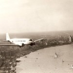 CNAC's first DC-2 over the Shanghai Bund on her maiden flight, 1935