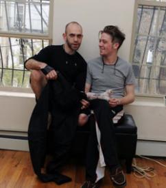Gay couple, Nick Porto (l) and Kevin Atkins (r), bashed in broad daylight near Madison Square Garden. Atkins wrist was broken in the attack. [DNAInfo/Ben Fractenberg photo]