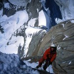 Charlie jumaring just below the Ice Towers