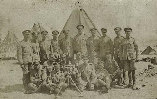 Stokes trench mortar with team. Group of soldiers posing with a trench mortar, Salonika, taken by Capt Philip Rolls Asprey, whilst serving with 2nd Bn The Buffs (East Kent Regiment), nd, 1916 © National Army Museum.