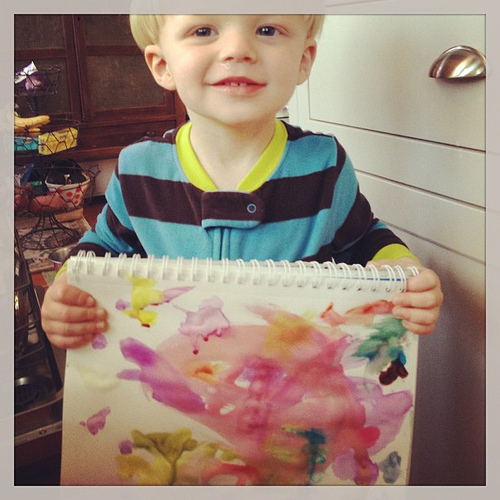 Proudly walking around saying "I'm an artist!" Over and over. Super cute Sunday morning over here.