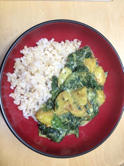 creamy vegan curried spinach and potatoes
