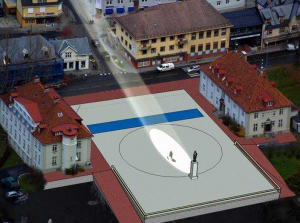 graphic depicting reflected sunlight in Rjukan, Norway.