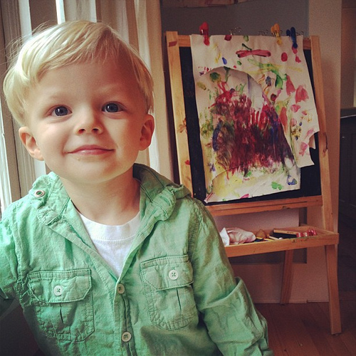 I am still cutting his hair mainly because I can't get him to embrace the barber shop, even the kid barber shops. So bowl cuts it will be!