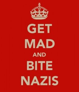 'Get Mad and Bite Nazis' poster