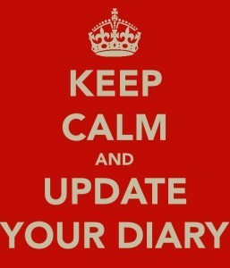'Keep Calm and Update Your Diary' poster