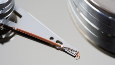 Close-up image of magnetomechanical hard drive