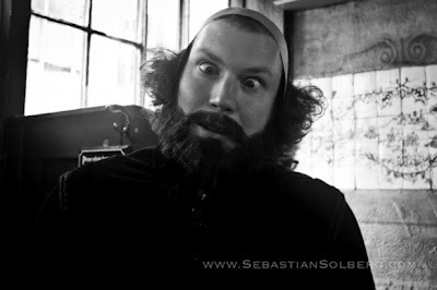 Simon Guerrier being foolish on the set of short film The Plotters