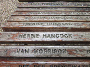 Park bench in honour of some of the greats that have played Vitoria.