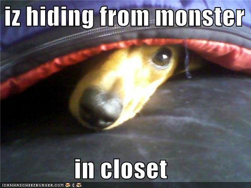 i iz hiding from monster in closet