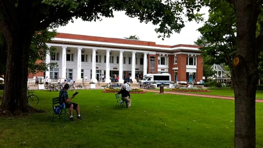 A view of The Colonnade across Bestor Plaza.