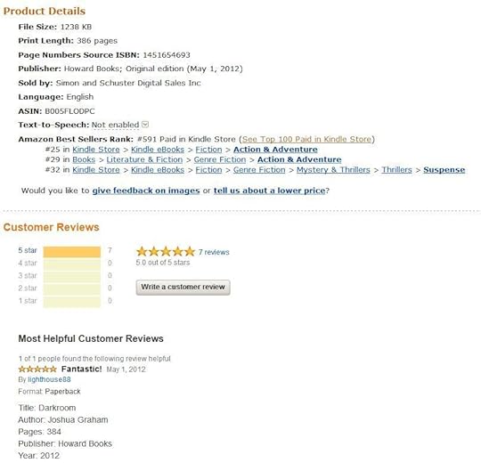 DARKROOM by Joshua Graham Hits 3 bestseller lists on Opening Day.