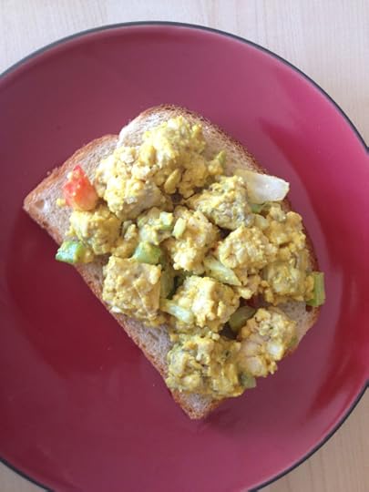 curry vegan tempeh salad sandwich