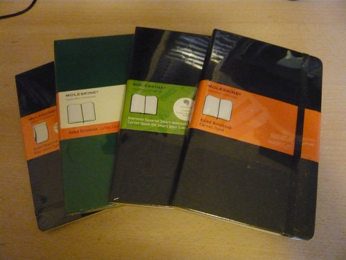 Shiny new Moleskines, just waiting to be filled with awesomeness!