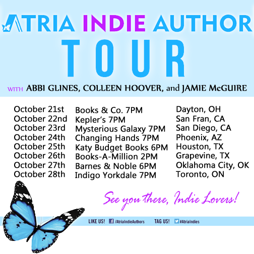 Atria Indie Author Tour event graphic