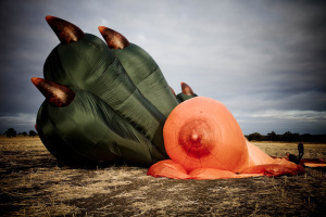 Skywhale, being inflated.