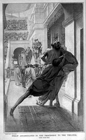 Pausanius assassinates Philip during the proce...