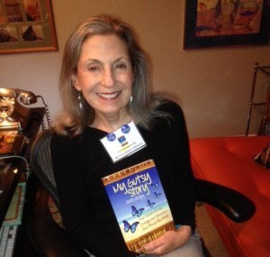 Madeline Sharples wearing I'm Gutsy Pin and name tag from our launch party.