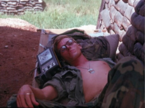 Vietnam GI Sleeping with Radio