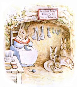 Josephine Rabbit Knitting by Beatrix Potter