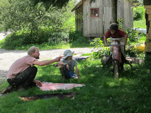 Fleshing. Very hard work. At least, it looked like very hard work. 'Cause I didn't actually do any of it