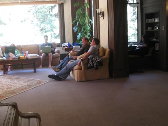 Writers hard at work: S.G. Browne, Weston Ochse, and Dan Weidman. Photo by Kim Richards.