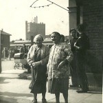 Charlotte McMarth in Boxley Street, with the Plaistow Wharf factory in the background