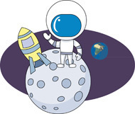 Astronaut on the moon cartoon