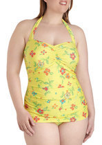 Bathing Beauty One Piece in Needlepoint - Plus Size from ModCloth