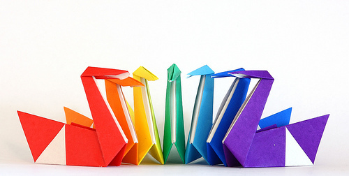 Day 69. Colorful origami swans