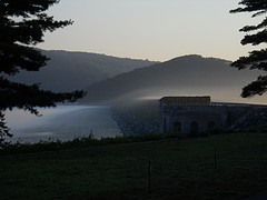 mist crossing the dam