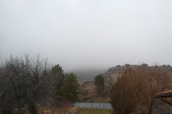 fog concealing the hills around us