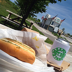 Sam's Hot Dog Stand. Delish with relish.