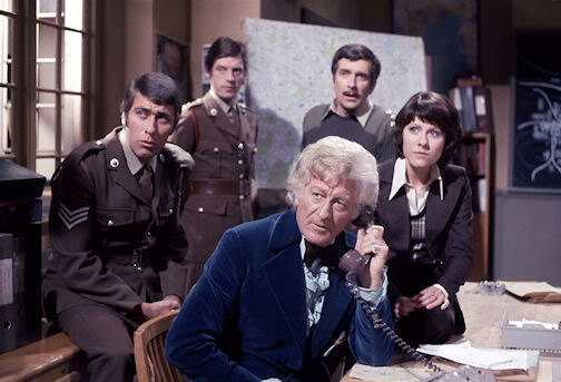 The Doctor, Sarah and their UNIT family.