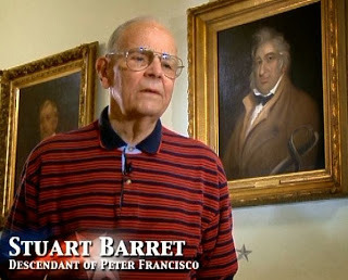 Stuart Barret, 5th generation descendant of Peter Francisco giving interview for documentary The Peter Francisco Story