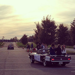Love this pic of @adelynkay and freshman court reps riding off in the #blacksburg homecoming parade