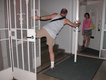 holding the doors