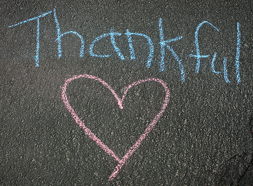 Chalk thankful heart by cheerytomato via Flickr