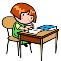 girl writing cartoon