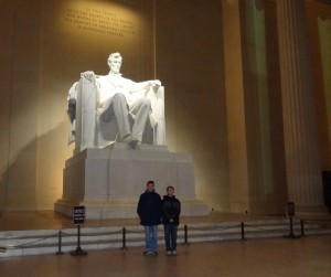 It was a very cold night, but the boys read the speeches engraved on the walls. Such a great man, such a fitting monument.