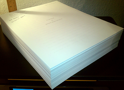 the printed first draft of pilgrimage, a novel by matthew wayne selznick