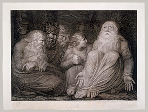 English: An early engraving by Blake for the B...