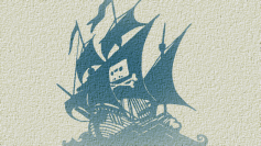 The Pirate Bay logo, ink on parchment effect