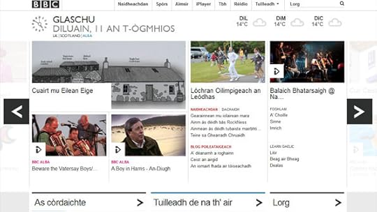 Homepage in Gaelic, showing content from BBC Alba