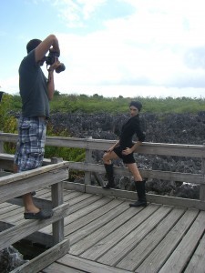 Behind the scenes on set shooting for Crown Atelier in Grand Cayman.