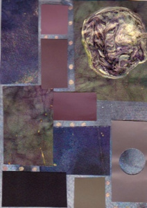 Poured acrylic and paper mosaic. © Quinn McDonald, 2013. All rights reserved.