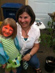 Rachel (right) admires Zoe's face-painting handiwork