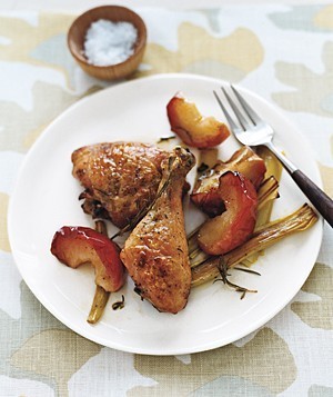 Roasted Chicken, Apples, and Leeks